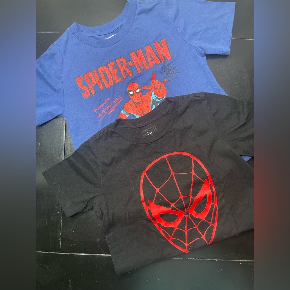 2 Marvel Spider-Man Boys T-Shirts in Blue and Black 7